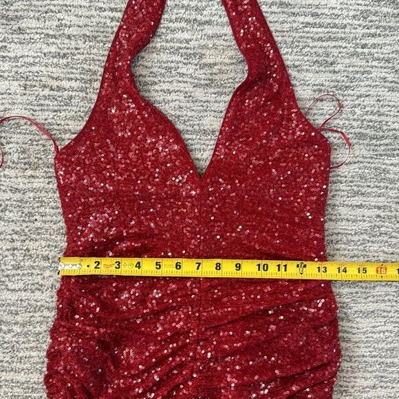 NWT Susana Monaco Sequin V-Neck Halter Dress in Berries Small - Picture 9 of 14